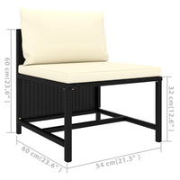 Set Divani da Giardino 6 pz con Cuscini in Polyrattan Nero 3059782