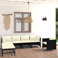 Set Divani da Giardino 7 pz con Cuscini in Polyrattan Nero cod mxl 36215