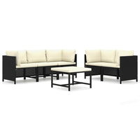 Set Divani da Giardino 6 pz con Cuscini in Polyrattan Nero cod mxl 39815