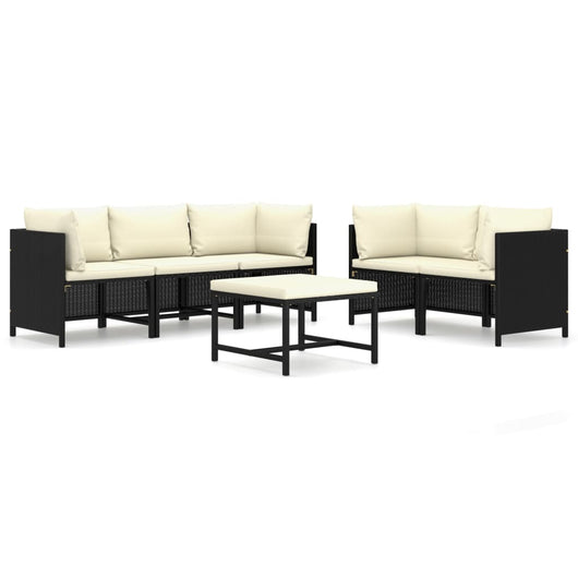 Set Divani da Giardino 6 pz con Cuscini in Polyrattan Nero cod mxl 39815