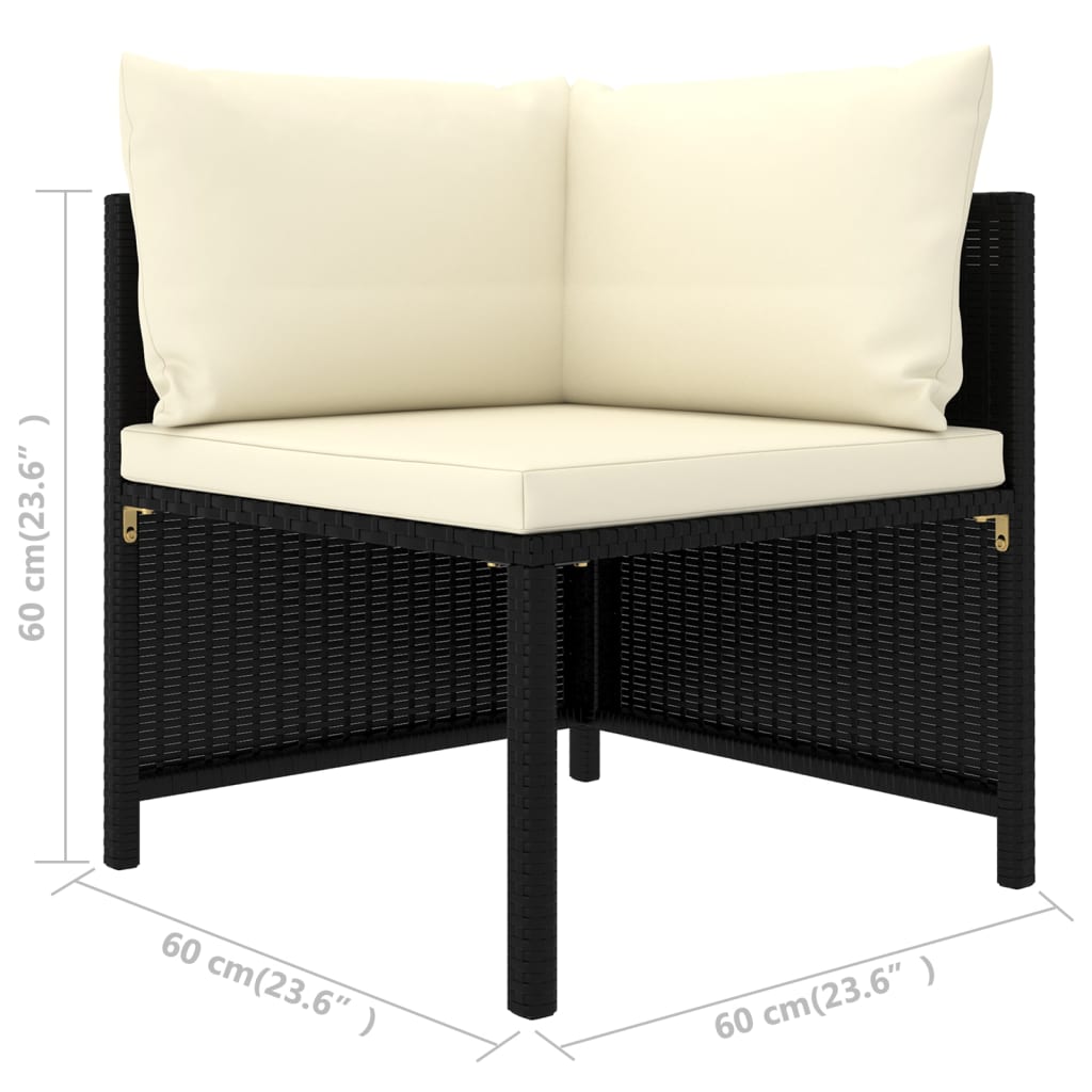 Set Divani da Giardino 8 pz con Cuscini in Polyrattan Nero 3059793