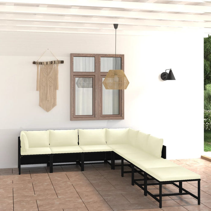 Set Divani da Giardino 8 pz con Cuscini in Polyrattan Nero cod mxl 36245