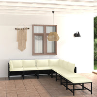 Set Divani da Giardino 8 pz con Cuscini in Polyrattan Nero 3059793