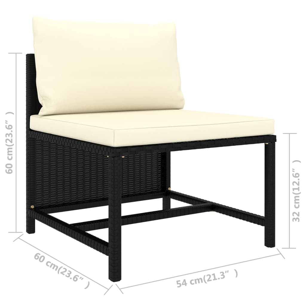 Set Divani da Giardino 8 pz con Cuscini in Polyrattan Nero 3059796