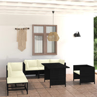 Set Divani da Giardino 8 pz con Cuscini in Polyrattan Nero cod mxl 40492