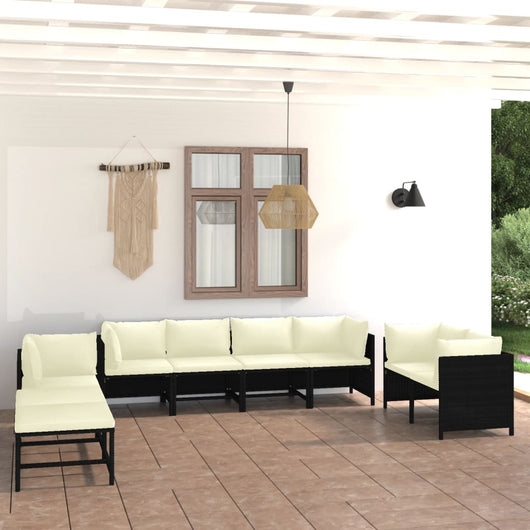 Set Divani da Giardino 10 pz con Cuscini in Polyrattan Nero cod mxl 39816