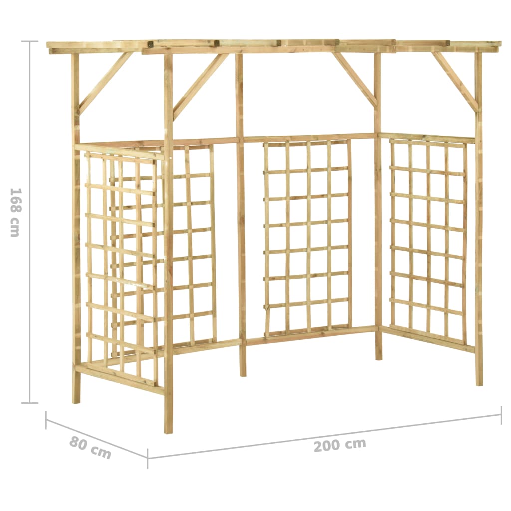 Pergolato Giardino per Bidoni Tripli Legno di Pino Impregnato 316064