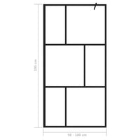 Parete per Doccia Walk-in in Vetro Temperato Nera 100x195 cm 149154