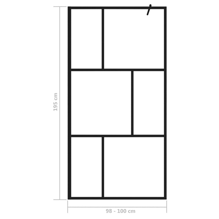 Parete per Doccia Walk-in in Vetro Temperato Nera 100x195 cm 149154