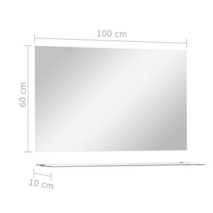 Specchio da Parete con Mensola 100x60 cm in Vetro Temperato 326250