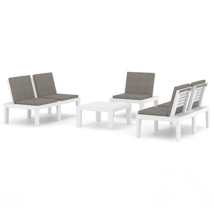 Set Divani da Giardino con Cuscini 4 pz in Plastica Bianco cod mxl 39130