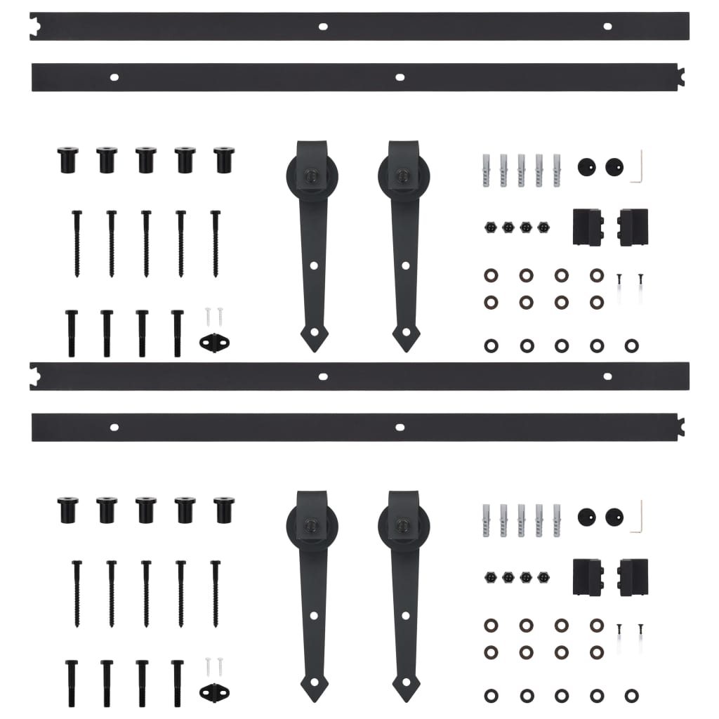 Kit di Binari per Porte Scorrevoli 2 pz 200 cm Acciaio Nero 3059839