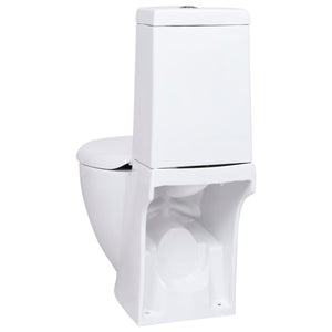 Vaso WC in Ceramica da Bagno Rotondo Base con Scarico Bianco 3059888