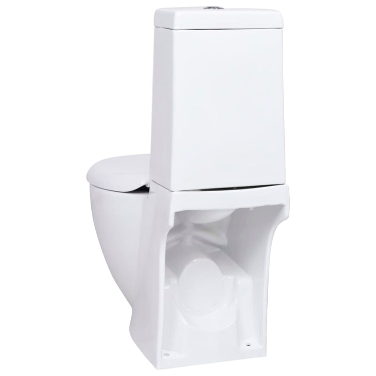 Vaso WC in Ceramica da Bagno Rotondo Base con Scarico Bianco