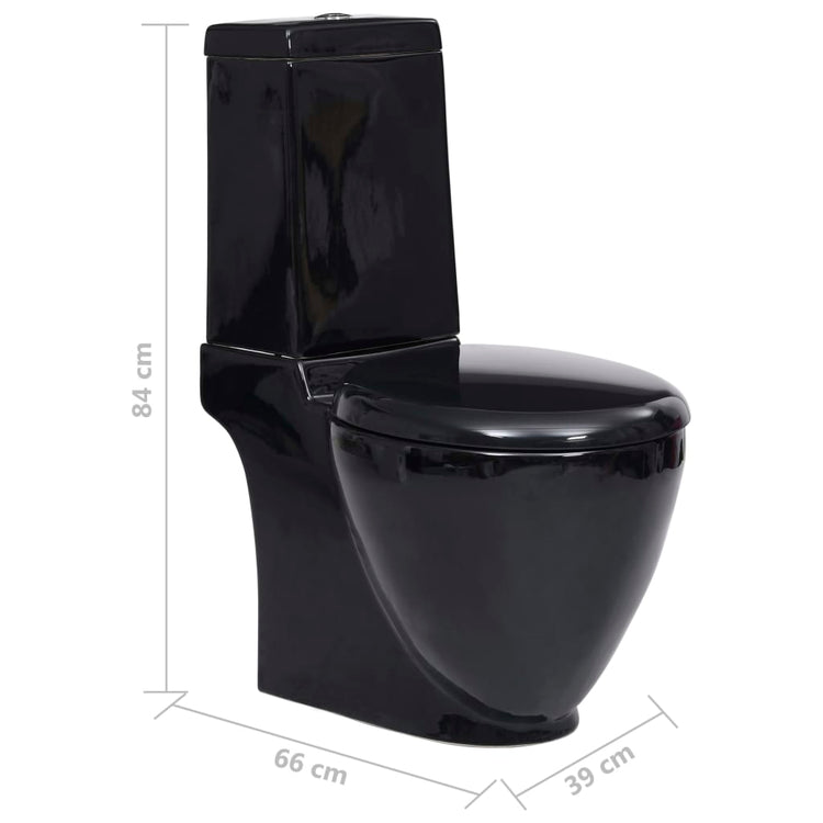 Vaso WC in Ceramica da Bagno Rotondo Base con Scarico Nero 3059889