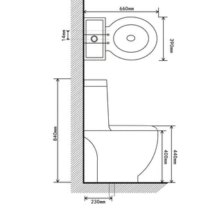 Vaso WC in Ceramica da Bagno Rotondo Base con Scarico Nero 3059889