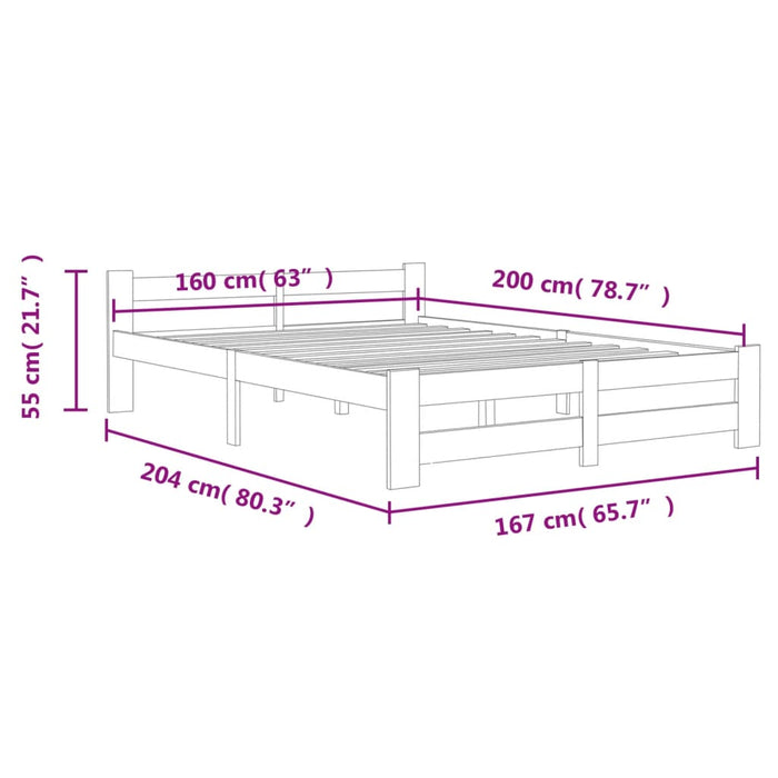 Giroletto senza Materasso Bianco 160x200 cm in Legno di Pino 322002