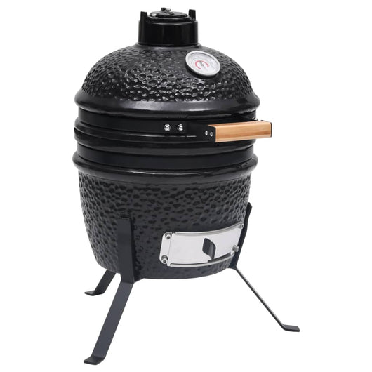 Barbecue Affumicatore 2 in 1 Kamado in Ceramica 56 cm Nero cod mxl 63762