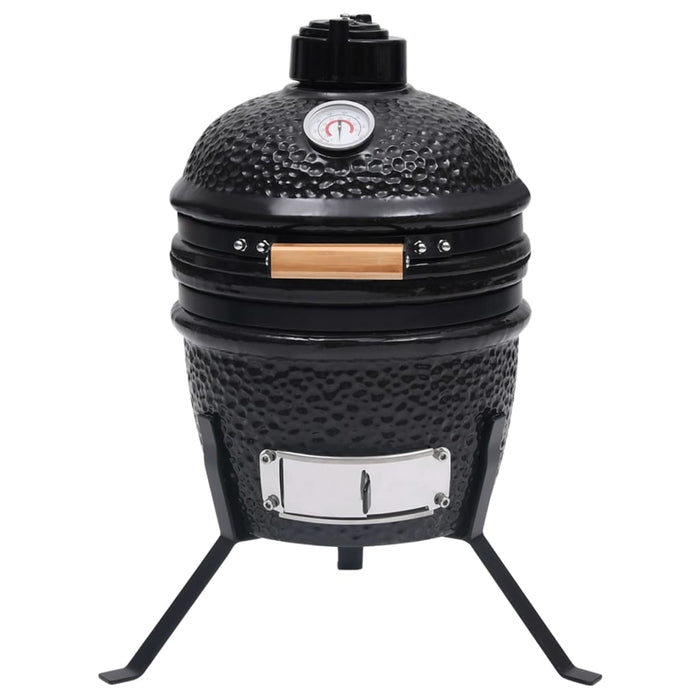 Barbecue Affumicatore 2 in 1 Kamado in Ceramica 56 cm Nero cod mxl 63762