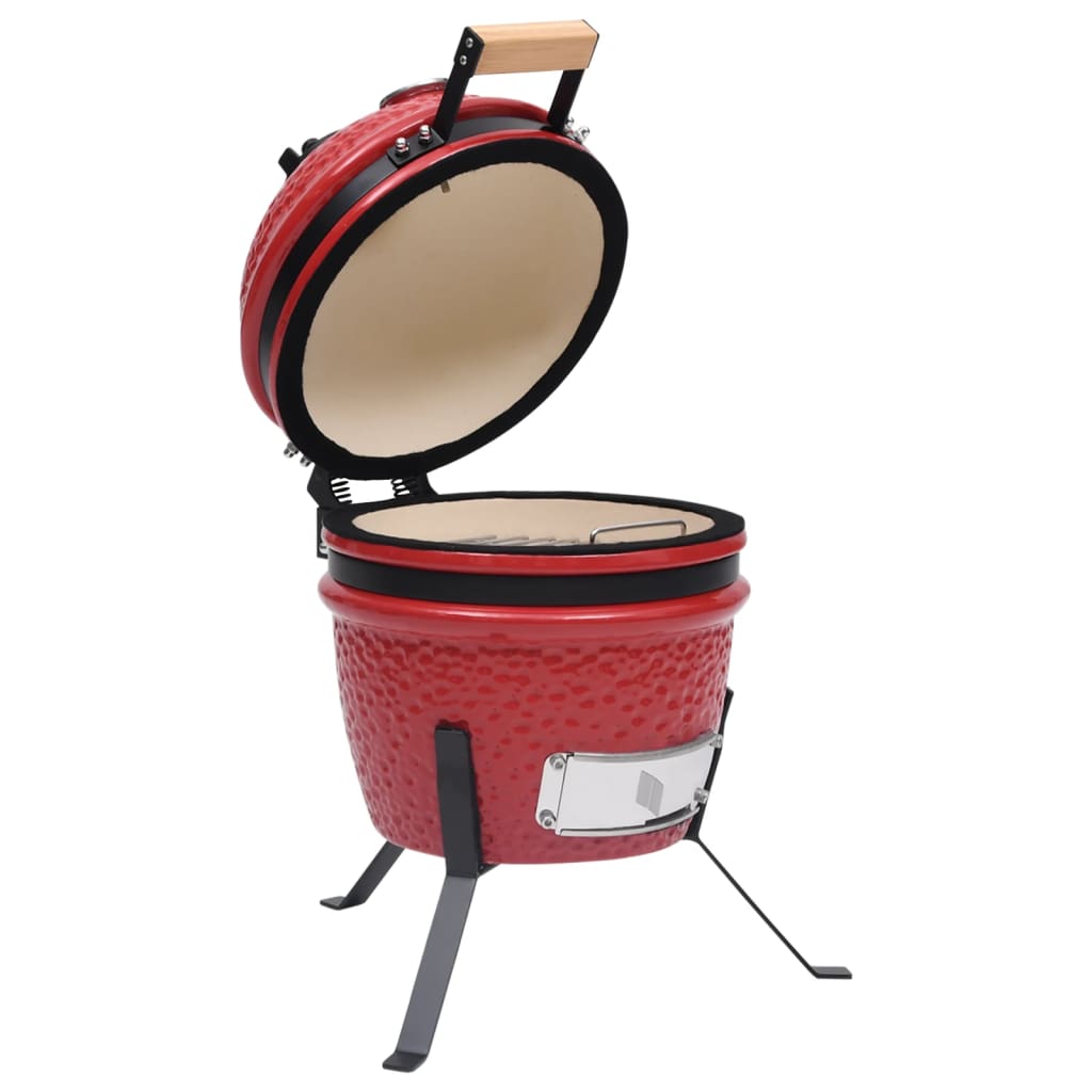 Barbecue Affumicatore 2 in 1 Kamado in Ceramica 56 cm Rosso 316095