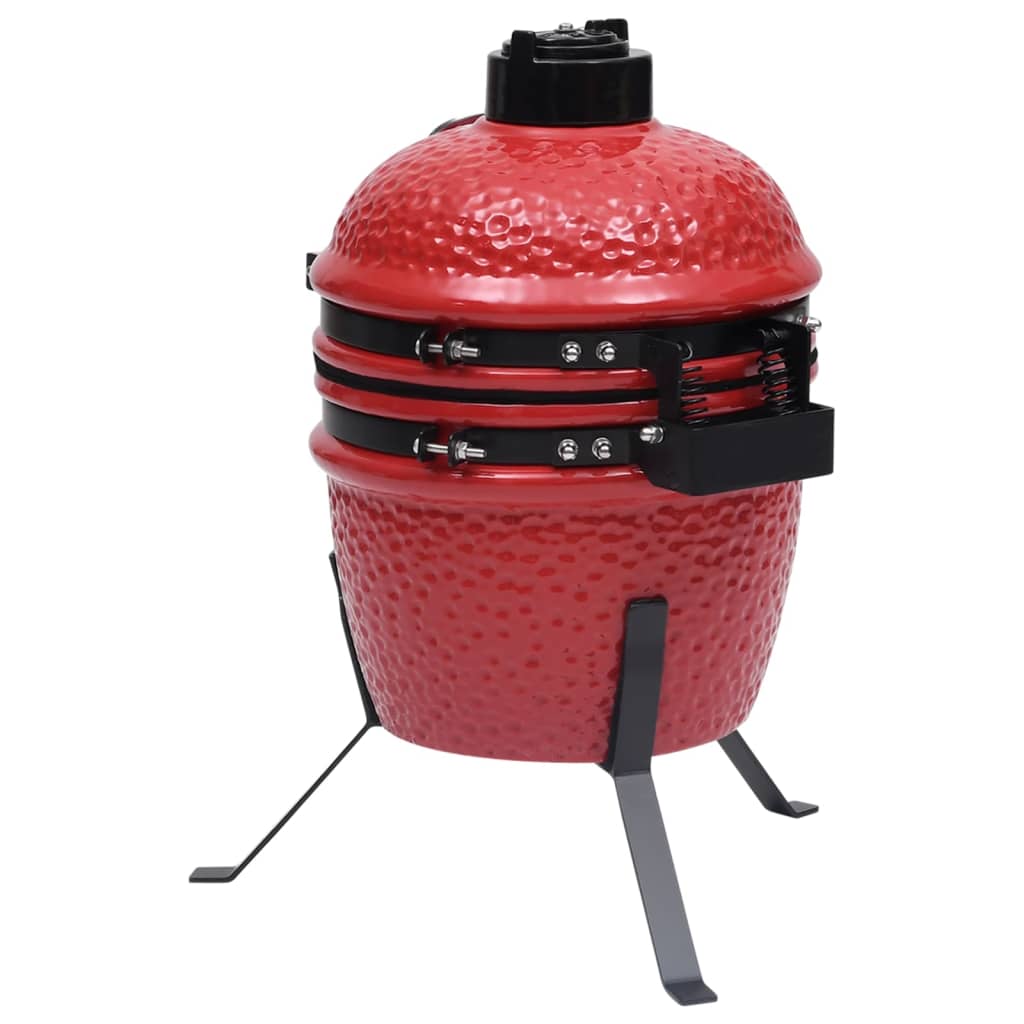 Barbecue Affumicatore 2 in 1 Kamado in Ceramica 56 cm Rosso 316095