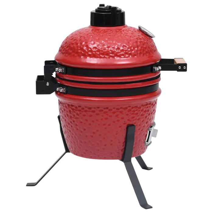 Barbecue Affumicatore 2 in 1 Kamado in Ceramica 56 cm Rosso 316095