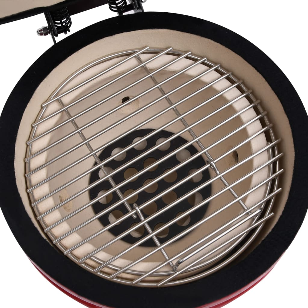 Barbecue Affumicatore 2 in 1 Kamado in Ceramica 56 cm Rosso 316095