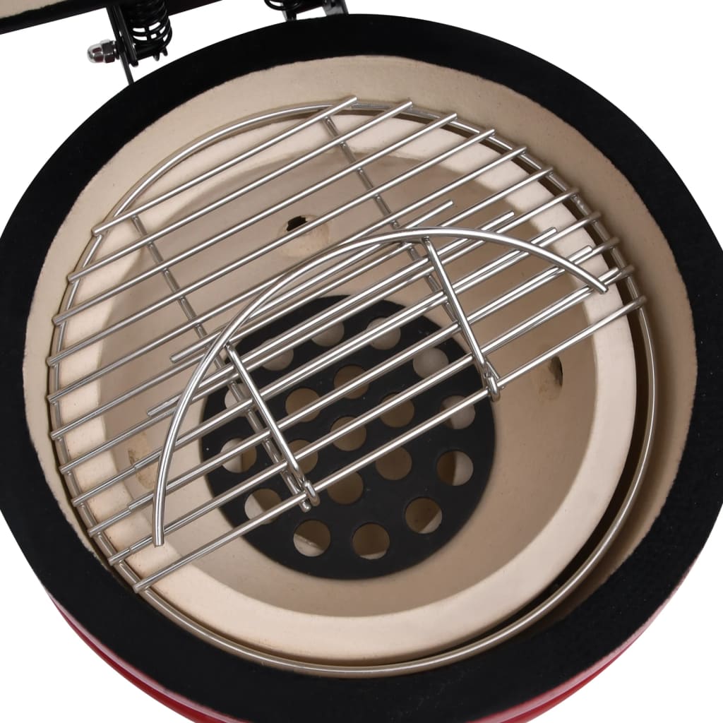 Barbecue Affumicatore 2 in 1 Kamado in Ceramica 56 cm Rosso 316095