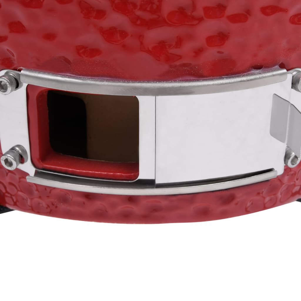 Barbecue Affumicatore 2 in 1 Kamado in Ceramica 56 cm Rosso 316095