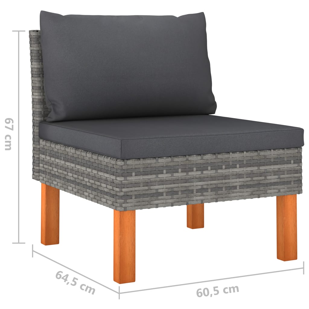 Divano da Giardino a 4 Posti con Cuscini Grigio in Polyrattan 3059708