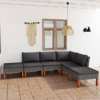 Set Divani da Giardino 6 pz con Cuscini in Polyrattan Grigio cod mxl 40902