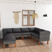 Set Divani da Giardino 8 pz con Cuscini in Polyrattan Grigio cod mxl 40904