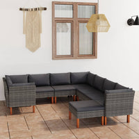 Set Divani da Giardino 9 pz con Cuscini in Polyrattan Grigio 3059722