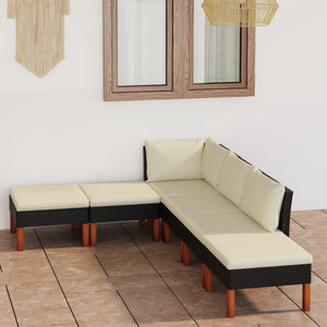 Set Divani da Giardino 6 pz con Cuscini in Polyrattan Nero cod mxl 39769