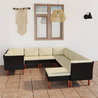 Set Divani da Giardino 9 pz con Cuscini in Polyrattan Nero 3059744