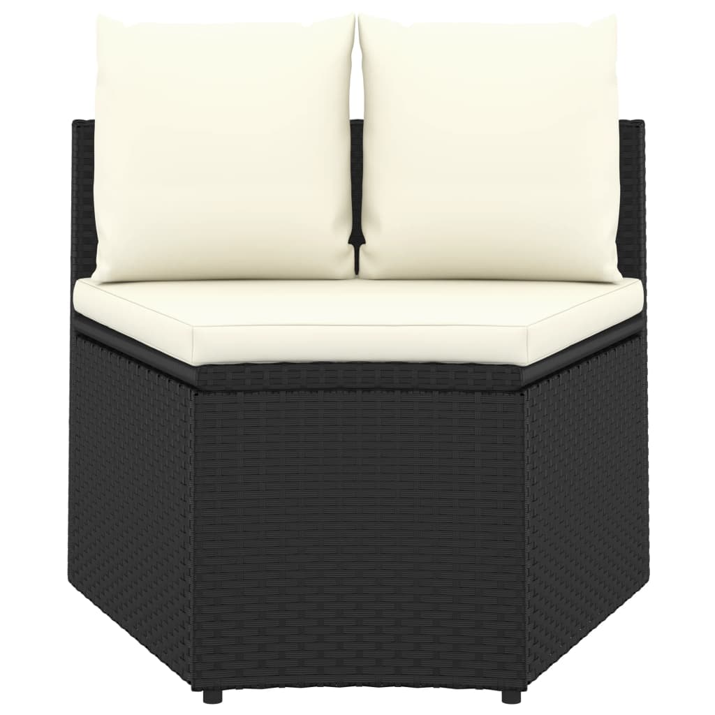 Set Divani da Giardino 7 pz con Cuscini in Polyrattan Nero 3064889