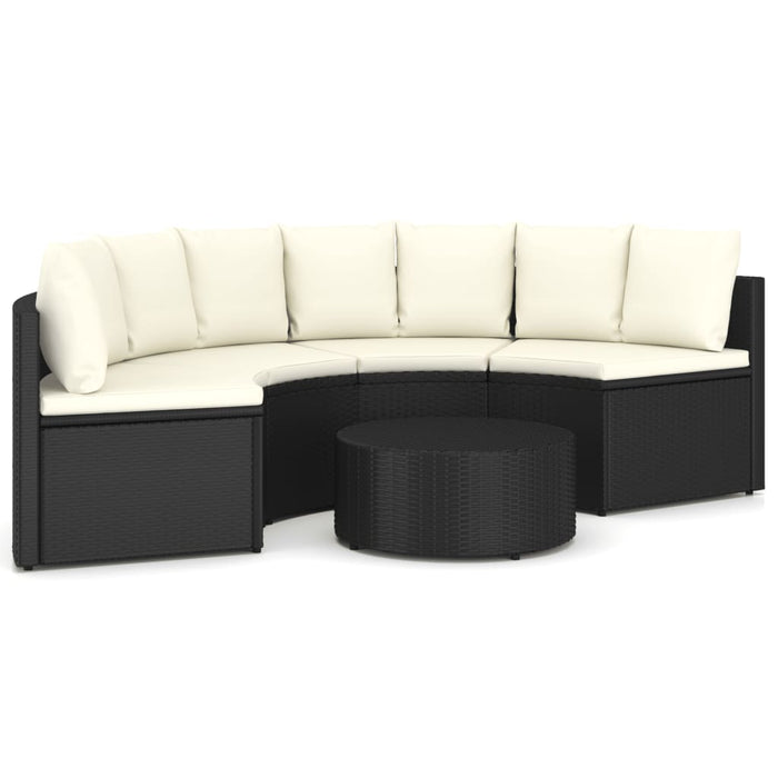 Set Divani da Giardino 5 pz con Cuscini in Polyrattan Nero cod mxl 39366