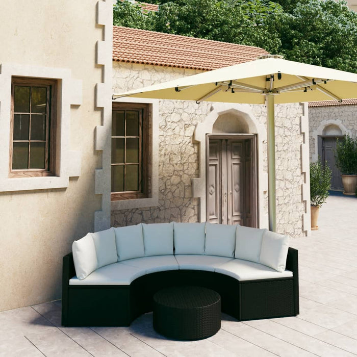 Set Divani da Giardino 5 pz con Cuscini in Polyrattan Nero cod mxl 39366