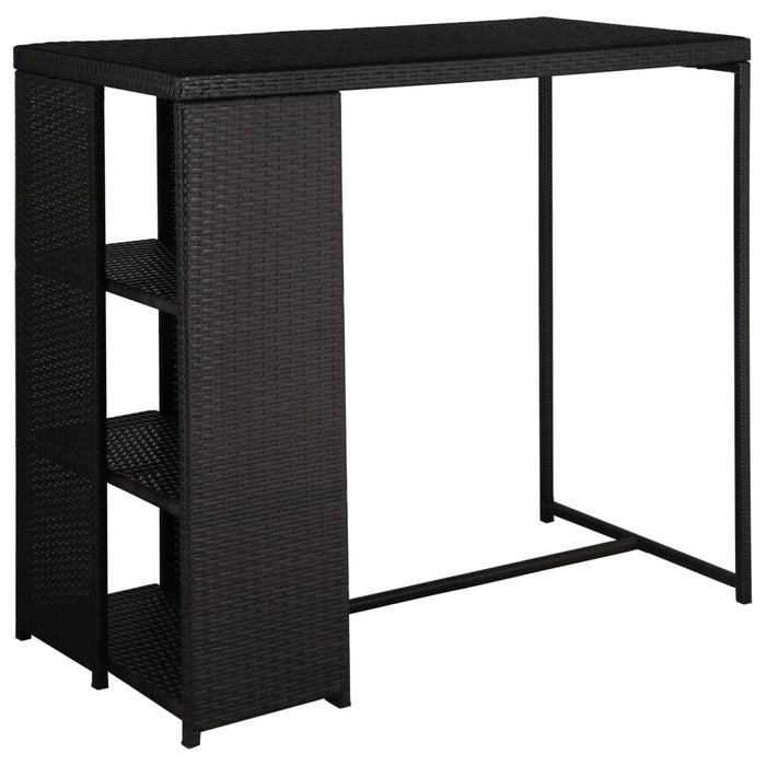 Set da Bar da Giardino 5 pz con Cuscini in Polyrattan Nero