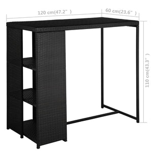 Set da Bar da Giardino 5 pz con Cuscini in Polyrattan Nero