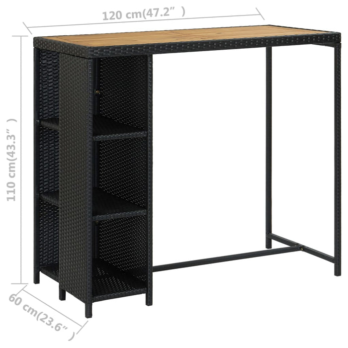 Set da Bar da Giardino 5 pz con Cuscini in Polyrattan Nero cod mxl 43091