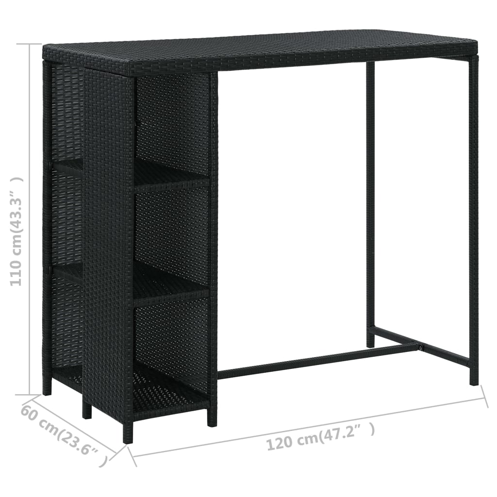 Set da Bar da Giardino 5 pz con Cuscini in Polyrattan Nero 3064918