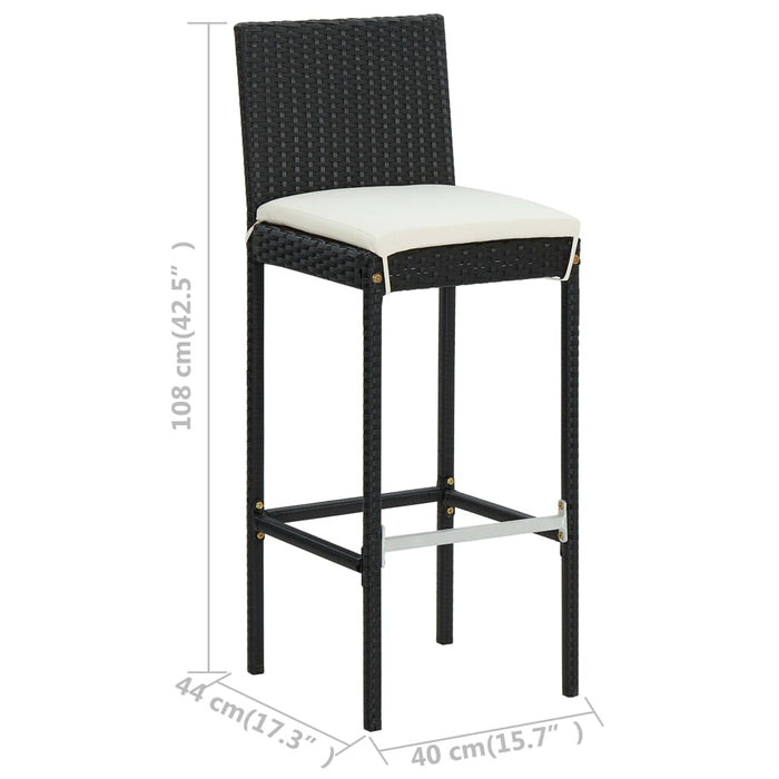 Set da Bar da Giardino 5 pz con Cuscini in Polyrattan Nero 3064918