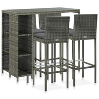 Set da Bar da Giardino 5 pz con Cuscini in Polyrattan Grigio 3064919