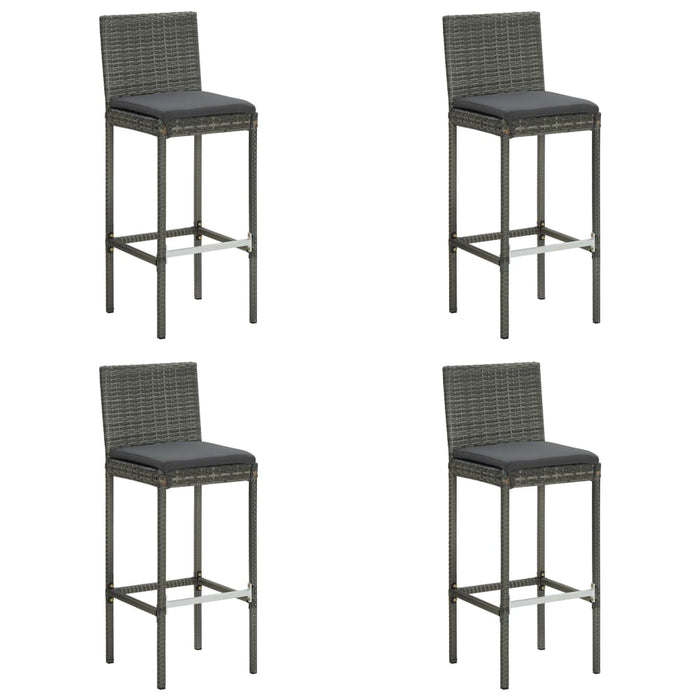 Set da Bar da Giardino 5 pz con Cuscini in Polyrattan Grigio cod mxl 36162