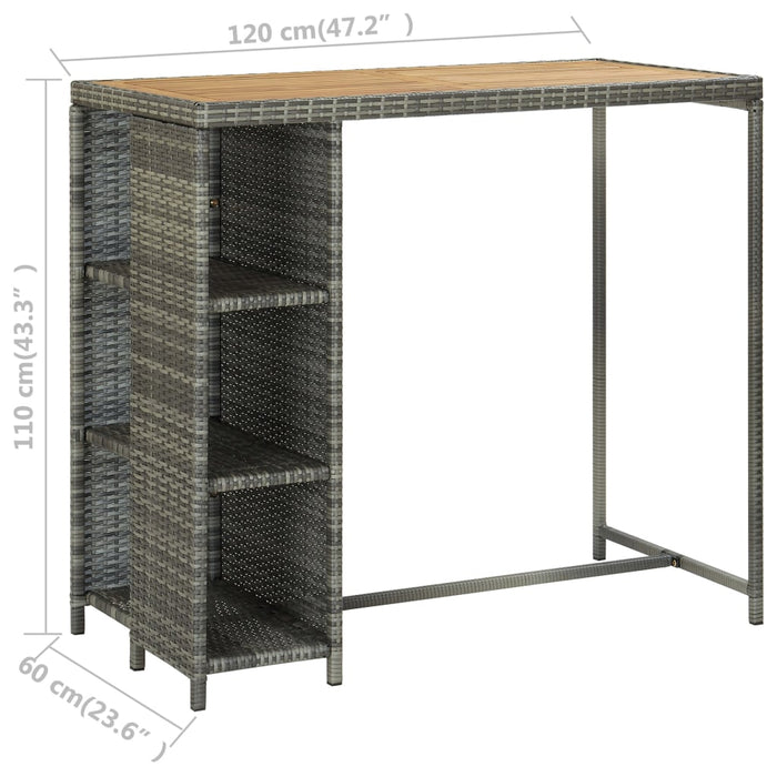 Set da Bar da Giardino 5 pz con Cuscini in Polyrattan Grigio cod mxl 36162