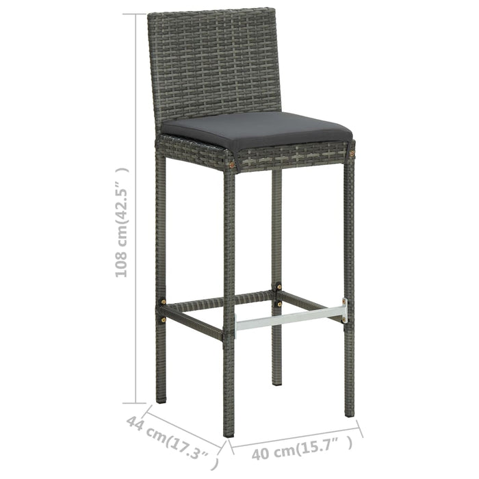 Set da Bar da Giardino 5 pz con Cuscini in Polyrattan Grigio cod mxl 36162