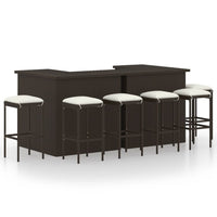 Set da Bar da Giardino 8 pz con Cuscini in Polyrattan Marrone 3064925