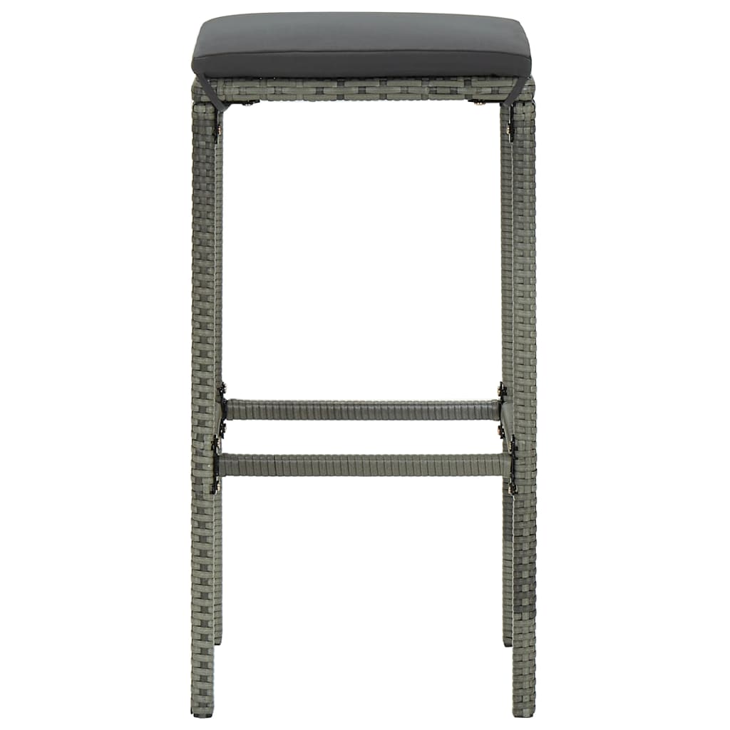 Set Bar da Giardino 16 pz con Cuscini in Polyrattan Grigio