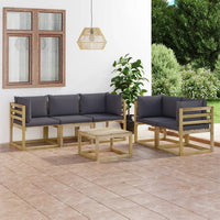 Set Salotto da Giardino 6 pz con Cuscini Antracite 3064945